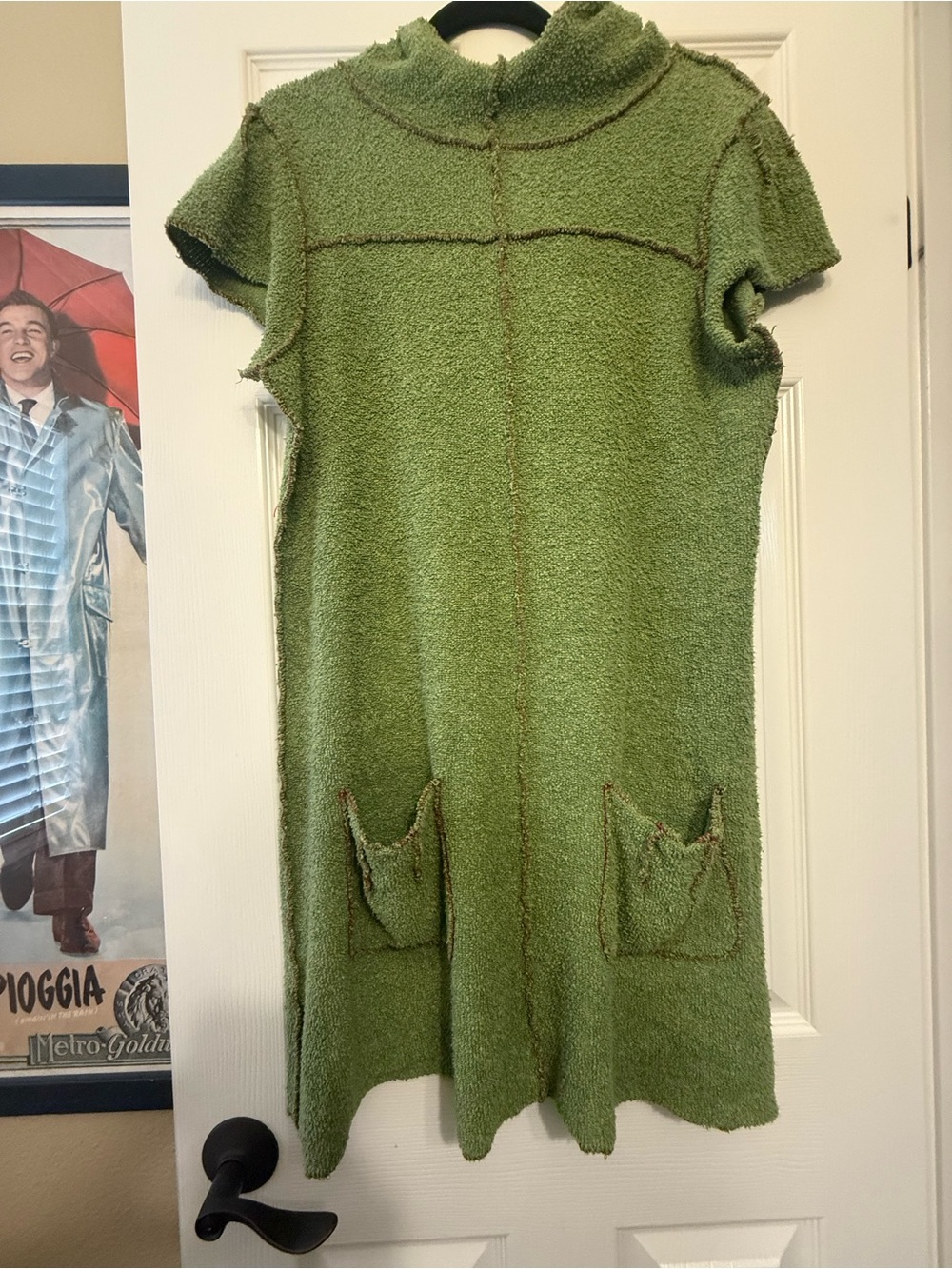 BeBop Olive Green Short-Sleeve Textured Mini Dress